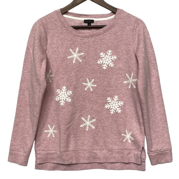 Talbots Pullover Sweatshirt Sweater Top Women Size XS Mauve Pink Snowflakes - Picture 1 of 12